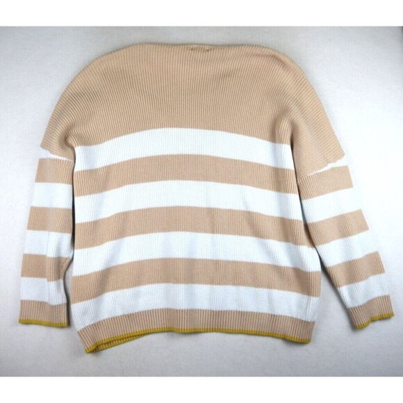 MOLLY & ISADORA - WOMEN'S BEIGE & WHITE STRIPED PULLOVER HENLEY SWEATER - 5X - Picture 5 of 5